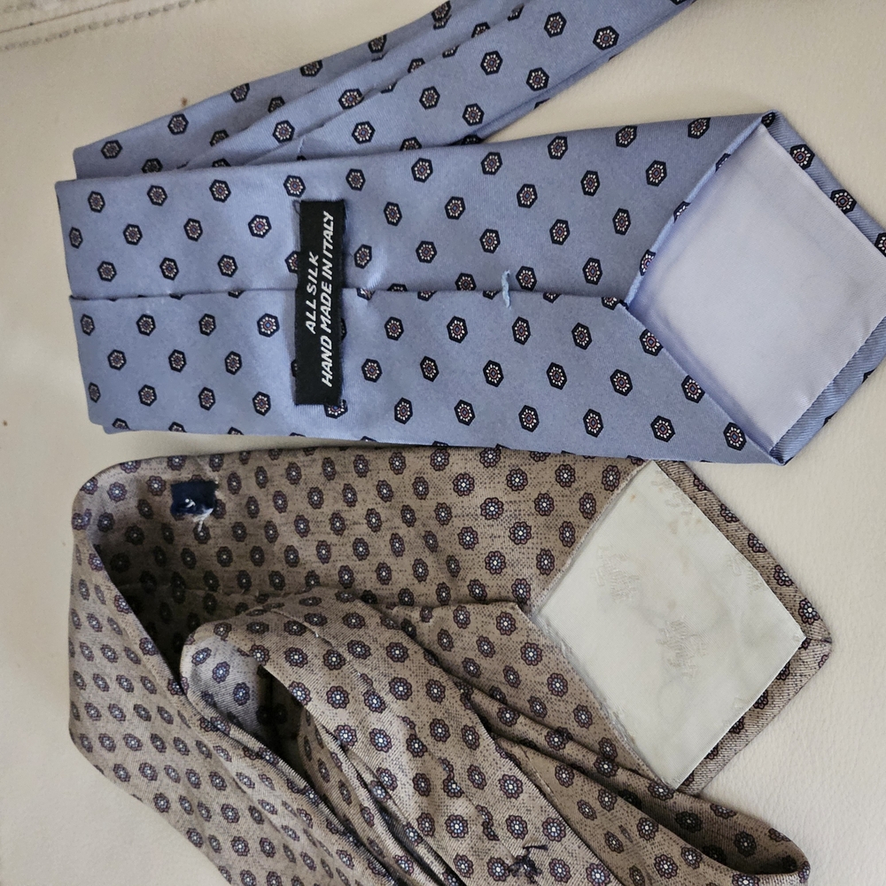 Two Italian Silk Patterned Ties One Made in USA